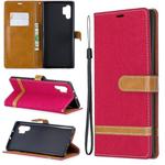 Color Matching Denim Texture Horizontal Flip Leather Case with Holder & Card Slots & Wallet & Lanyard for Galaxy Note10+(Red)