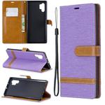 Color Matching Denim Texture Horizontal Flip Leather Case with Holder & Card Slots & Wallet & Lanyard for Galaxy Note10+(Purple)