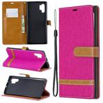 Color Matching Denim Texture Horizontal Flip Leather Case with Holder & Card Slots & Wallet & Lanyard for Galaxy Note10+(Rose Red)
