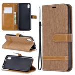Color Matching Denim Texture Horizontal Flip Leather Case with Holder & Card Slots & Wallet & Lanyard for Xiaomi Redmi 7A(Brown)