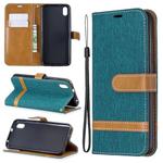 Color Matching Denim Texture Horizontal Flip Leather Case with Holder & Card Slots & Wallet & Lanyard for Xiaomi Redmi 7A(Green)