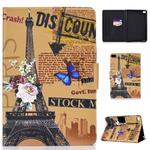 Colored Drawing Universal Voltage Craft Cloth TPU Protective Case, with Holder & Sleep / Wake-up Function & Card Slots & Anti-slip Strip for iPad Mini1 / 2 / 3 / 4 / 5(Eiffel Tower)