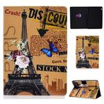 Colored Drawing Universal Voltage Craft Cloth TPU Protective Case, with Holder & Card Slots & Anti-slip Strip(Eiffel Tower)