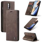 CaseMe-013 Multi-functional Retro Frosted Horizontal Flip Leather Case with Card Slot & Holder & Wallet For OnePlus 7(Coffee)