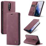 CaseMe-013 Multi-functional Retro Frosted Horizontal Flip Leather Case with Card Slot & Holder & Wallet For OnePlus 7 Pro(Wine Red)