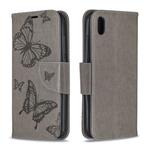 Two Butterflies Embossing Pattern Horizontal Flip Leather Case with Holder & Card Slot & Wallet & Lanyard for Xiaomi Redmi 7A(Grey)