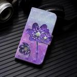 3D Painting Pattern Coloured Drawing Horizontal Flip PU Leather Case with Holder & Card Slots & Wallet For Motorola MOTO E5 Play(Purple Flower)