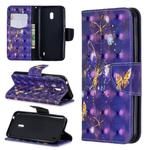 3D Colored Drawing Pattern Horizontal Flip Leather Case with Holder & Card Slots & Wallet For Nokia 2.2(Purple Butterfly)