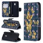3D Colored Drawing Pattern Horizontal Flip Leather Case with Holder & Card Slots & Wallet For Nokia 2.2(Black Background Butterfly)