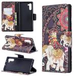 Colored Drawing Pattern Horizontal Flip Leather Case with Holder & Card Slots & Wallet For Galaxy Note10(Flower Elephant)