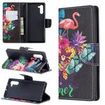 Colored Drawing Pattern Horizontal Flip Leather Case with Holder & Card Slots & Wallet For Galaxy Note10(Flamingo)