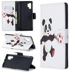 Colored Drawing Pattern Horizontal Flip Leather Case with Holder & Card Slots & Wallet For Galaxy Note10+(Football and Panda)