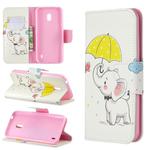 Colored Drawing Pattern Horizontal Flip Leather Case with Holder & Card Slots & Wallet For Nokia 2.2(Umbrella and Elephant)