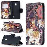 Colored Drawing Pattern Horizontal Flip Leather Case with Holder & Card Slots & Wallet For Nokia 2.2(Flower Elephant)