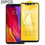 25 PCS 9D Full Glue Full Screen Tempered Glass Film For Xiaomi Mi 8