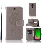 Wind Chime Owl Embossing Pattern Horizontal Flip Leather Case with Holder & Card Slots & Wallet For Motorola Moto G7 Play(Grey)