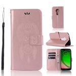 Wind Chime Owl Embossing Pattern Horizontal Flip Leather Case with Holder & Card Slots & Wallet For Motorola Moto G7 Play(Rose Gold)