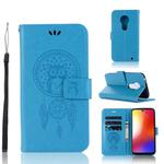 Wind Chime Owl Embossing Pattern Horizontal Flip Leather Case with Holder & Card Slots & Wallet For Motorola Moto G7(Blue)