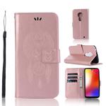 Wind Chime Owl Embossing Pattern Horizontal Flip Leather Case with Holder & Card Slots & Wallet For Motorola Moto G7(Rose Gold)
