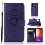 Wind Chime Owl Embossing Pattern Horizontal Flip Leather Case with Holder & Card Slots & Wallet For Motorola Moto One (P30 Play)(Purple)