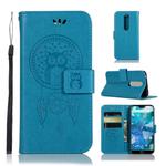 Wind Chime Owl Embossing Pattern Horizontal Flip Leather Case with Holder & Card Slots & Wallet For Nokia 7.1(Blue)