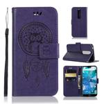 Wind Chime Owl Embossing Pattern Horizontal Flip Leather Case with Holder & Card Slots & Wallet For Nokia 7.1(Purple)
