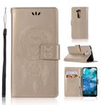 Wind Chime Owl Embossing Pattern Horizontal Flip Leather Case with Holder & Card Slots & Wallet For Nokia 8.1 / X7(Gold)