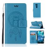 Wind Chime Owl Embossing Pattern Horizontal Flip Leather Case with Holder & Card Slots & Wallet For Nokia 8.1 / X7(Blue)