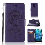 Wind Chime Owl Embossing Pattern Horizontal Flip Leather Case with Holder & Card Slots & Wallet For Nokia 8.1 / X7(Purple)