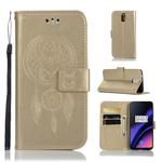 Wind Chime Owl Embossing Pattern Horizontal Flip Leather Case with Holder & Card Slots & Wallet For OnePlus 6T(Gold)