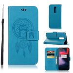 Wind Chime Owl Embossing Pattern Horizontal Flip Leather Case with Holder & Card Slots & Wallet For OnePlus 6(Blue)