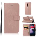 Wind Chime Owl Embossing Pattern Horizontal Flip Leather Case with Holder & Card Slots & Wallet For OnePlus 6(Rose Gold)
