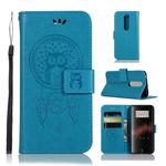 Wind Chime Owl Embossing Pattern Horizontal Flip Leather Case with Holder & Card Slots & Wallet For OnePlus 7(Blue)