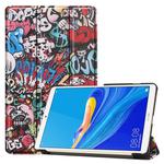 Colored Pattern Drawing Horizontal Flip PU Leather Case for Huawei MediaPad M6 8.4 2019, with Three-folding Holder & Sleep / Wake-up Function(Graffiti)