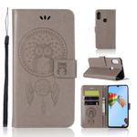 Wind Chime Owl Embossing Pattern Horizontal Flip Leather Case with Holder & Card Slots & Wallet For Huawei P30 Lite(Grey)