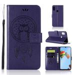 Wind Chime Owl Embossing Pattern Horizontal Flip Leather Case with Holder & Card Slots & Wallet For Huawei P30 Lite(Purple)