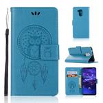 Wind Chime Owl Embossing Pattern Horizontal Flip Leather Case with Holder & Card Slots & Wallet For Huawei Mate 20 Lite(Blue)