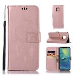 Wind Chime Owl Embossing Pattern Horizontal Flip Leather Case with Holder & Card Slots & Wallet For Huawei Mate 20 Pro(Rose Gold)