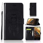 Wind Chime Owl Embossing Pattern Horizontal Flip Leather Case with Holder & Card Slots & Wallet For Huawei Honor Play 8A(Black)