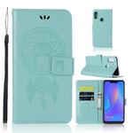 Wind Chime Owl Embossing Pattern Horizontal Flip Leather Case with Holder & Card Slots & Wallet For Huawei Honor 8X(Green)