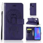 Wind Chime Owl Embossing Pattern Horizontal Flip Leather Case with Holder & Card Slots & Wallet For Huawei Honor 8X(Purple)