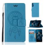 Wind Chime Owl Embossing Pattern Horizontal Flip Leather Case with Holder & Card Slots & Wallet For Huawei Honor 20(Blue)