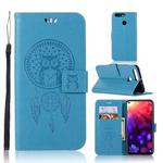 Wind Chime Owl Embossing Pattern Horizontal Flip Leather Case with Holder & Card Slots & Wallet For Huawei Honor View 20(Blue)