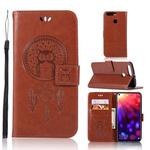 Wind Chime Owl Embossing Pattern Horizontal Flip Leather Case with Holder & Card Slots & Wallet For Huawei Honor View 20(Brown)