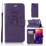 Wind Chime Owl Embossing Pattern Horizontal Flip Leather Case with Holder & Card Slots & Wallet For Huawei Honor View 20(Purple)