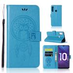 Wind Chime Owl Embossing Pattern Horizontal Flip Leather Case with Holder & Card Slots & Wallet For Huawei Honor 10i / Honor 20 Lite(Blue)