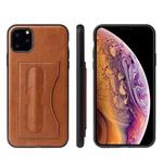 For iPhone 11 Pro Fierre Shann Full Coverage Protective Leather Case with Holder & Card Slot (Brown)