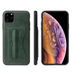 For iPhone 11 Fierre Shann Full Coverage Protective Leather Case with Holder & Card Slot (Green)