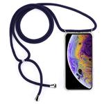 For iPhone X / XS Four-Corner Anti-Fall Transparent TPU Mobile Phone Case With Lanyard(Dark Blue)