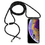 For iPhone X / XS Four-Corner Anti-Fall Transparent TPU Mobile Phone Case With Lanyard(Black Gold)